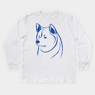 Akita Inu (Pink and Blue) Kids Long Sleeve T-Shirt